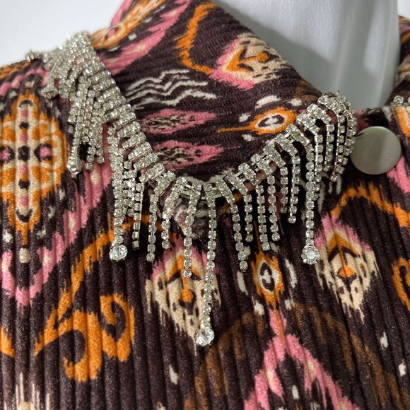 Savanna Jane Women's Brown Pink Button Down Geometric Print Jacket Size Small - Picture 10 of 11